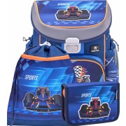 Školní batoh Belmil MiniFit 405-33 Race Car Blue SET