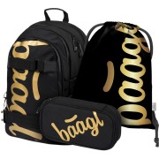 Školní set BAAGL Skate Gold batoh + penál + sáček a vak na záda zdarma