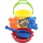 Sada na písek - kbelík, sítko, lopatka, 2 bábovky 4 barvy