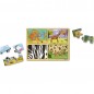 Dřevěné puzzle deskové na cestu Zvířata 16ks v papírové tašce