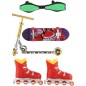 Sada skateboard, waveboard, brusle, koloběžka prstová