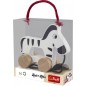 Zebra na kolečkách a s provázkem dřevěná Wooden Toys