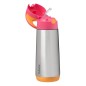 Termoska na pití s brčkem 500 ml - růžová/oranžová