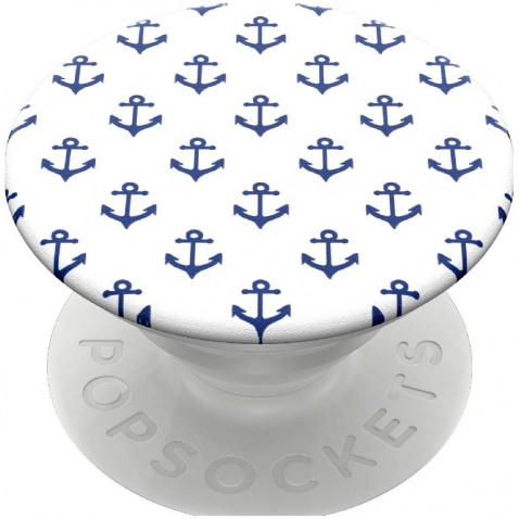 PopSockets PopGrip Gen.2, Anchors Away White, modré kotvičky na bílém podkladu