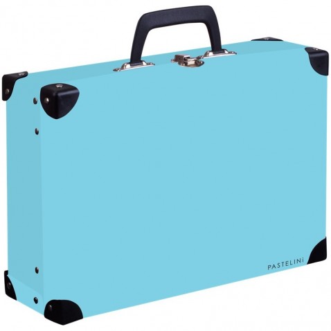 Kufřík lamino hranatý okovaný PASTELINI modrá