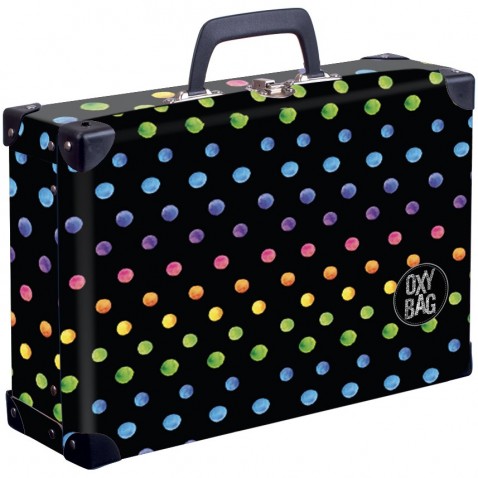 Kufřík lamino hranatý okovaný Dots colors