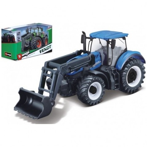 Traktor Bburago s nakladače Fendt 1050 Vario/New Holland kov/plast 16cm 2 druhy