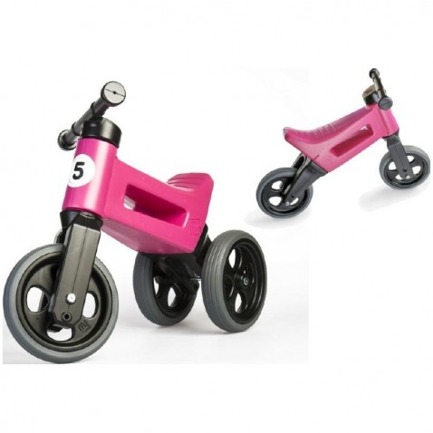Teddies odrážedlo FUNNY WHEELS Rider Sport růžové 2v1, výška sedla 28/30cm 18m+