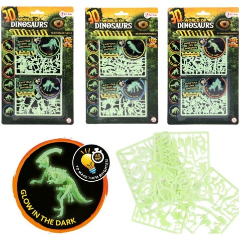Hlavolam 3D puzzle Svět dinosaurů svítící ve tmě 3 druhy