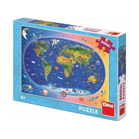 Puzzle Dětská mapa světa ilustrovaná 300XL dílků