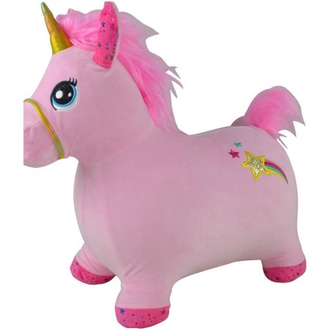 Hopsadlo jednorožec plyšové růžové výška sedla 23 cm