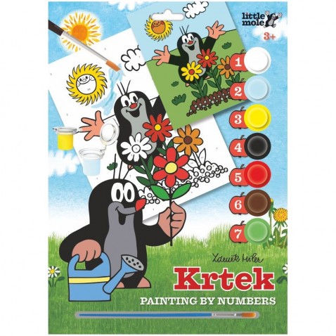 Malování podle čísel Krtek A4 s akrylovými barvami a štětcem