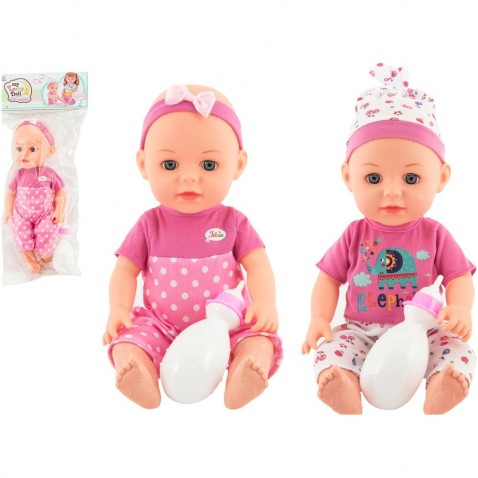 Panenka/miminko 31cm pijící a čůrající pevné tělo s lahvičkou 2 barvy