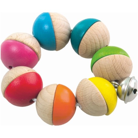 Chrastítko/Hrkadlo mini s rolničkou dřevo průměr 8cm 6m+