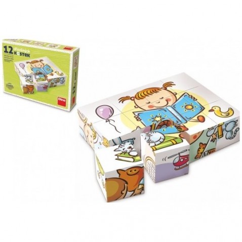 Dřevěné kostky Topa Hezký den 12ks