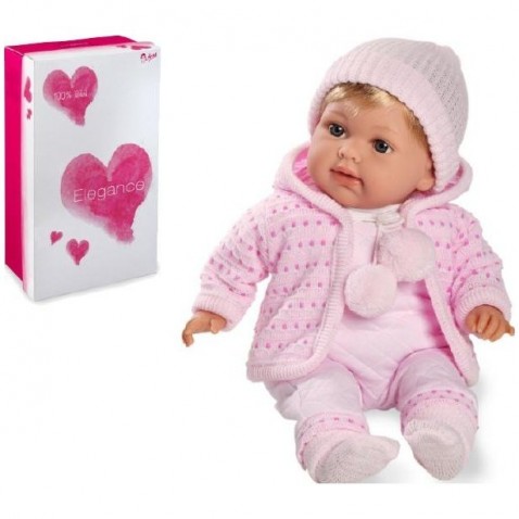 Panenka/miminko Elian 42cm růžové měkké tělo se zvukem na baterie