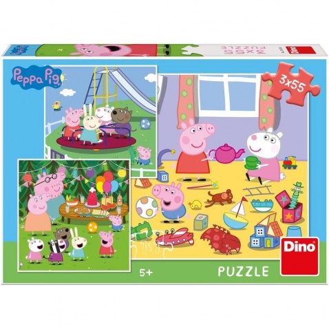 Puzzle Peppa Pig na prázdninách 3x55 dílků