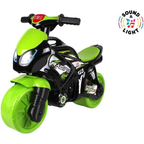 Teddies Odrážedlo motorka zeleno-černá se světlem a zvukem