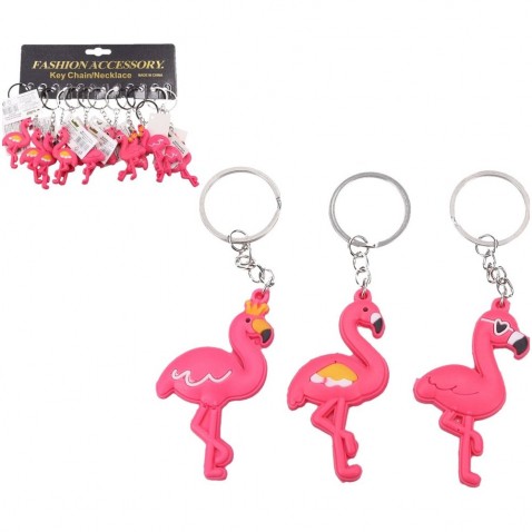 Klíčenka přívěšek plameňák 7cm gumový 3 druhy