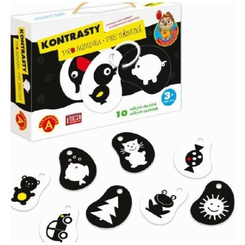 Kontrasty pro miminka poznávání pro nejmenší 10ks destiček