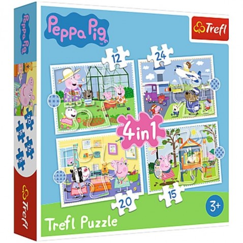 Trefl Puzzle 4v1 Prásátko Pepa Vzpomínka na prázdniny
