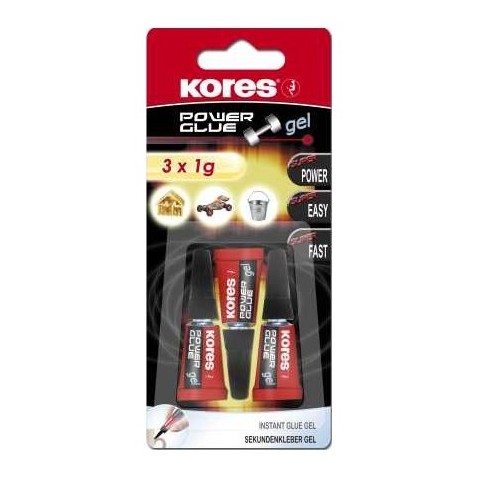 Vteřinové lepidlo Kores Power Glue gel 3x1g
