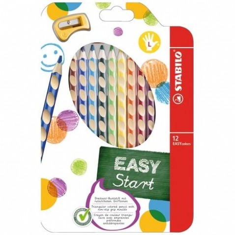 Pastelky Stabilo EASYColors pro leváky 12 ks s ořezávátkem