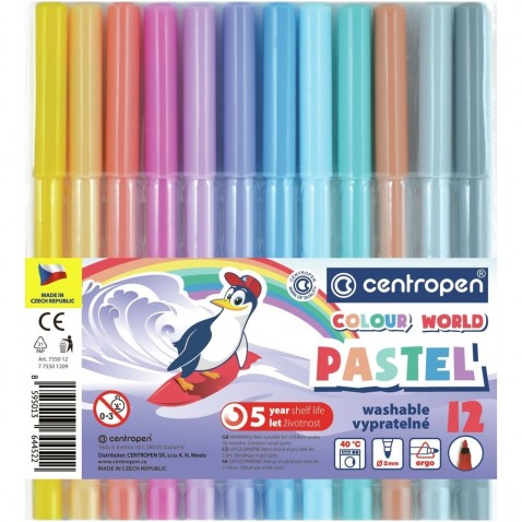 Centropen fixy COLOUR WORLD 7550 trojhranné pastel 12 barev