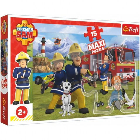 Puzzle maxi 15 dílků Požárník Sam - Tým v akci