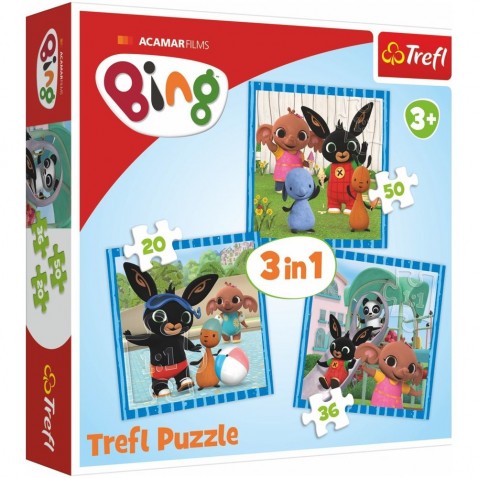 Puzzle 3v1 Bing Bunny Zábava s přáteli