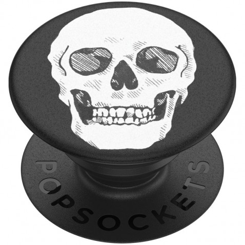 PopSockets PopGrip Gen.2, Shaky Bones White, bílá lebka na černém podkladu