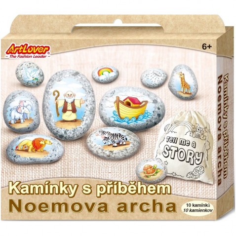 Malování na oblázky/kameny s příběhem Noemova archa kreativní sada