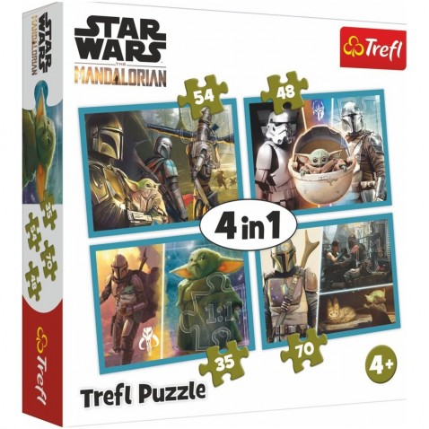 Puzzle 4v1 Mandalorian a jeho svět Star Wars
