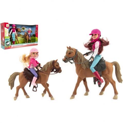 Kůň 2ks a panenka žokejka 2ks