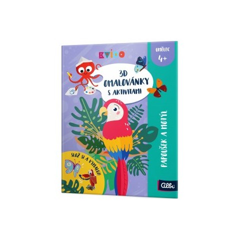 ALBI Kvído 3D omalovánky - Papoušek a motýl