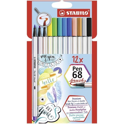 Stabilo Pen 68 BRUSH štětcový fix 12ks