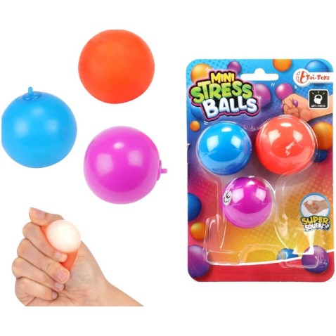 Míček mini antistresový sliz 3ks mačkací silikon 4cm