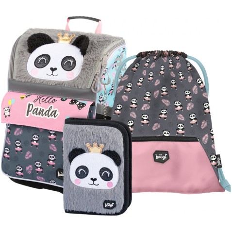 Školní set BAAGL Zippy Panda aktovka + penál + sáček