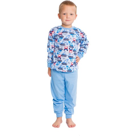 Dětské pyžamo Bettymode BAREVNÉ STROJE dlouhý rukáv