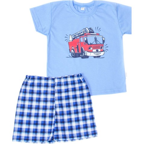 Dětské pyžamo Bettymode HASIČSKÉ AUTO krátký rukáv