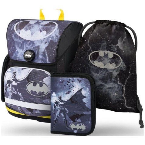 Školní set BAAGL Ergo Batman Storm aktovka + penál + sáček