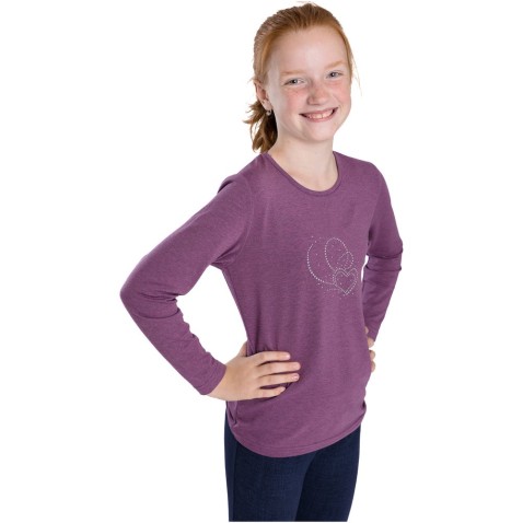 Dívčí tričko Bettymode ORNAMENT Z KAMÍNKŮ dlouhý rukáv, fialová