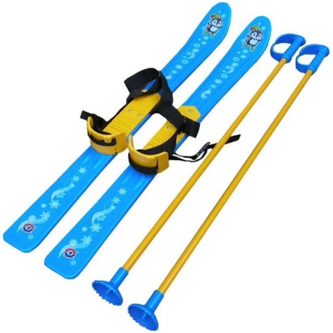 Dětské lyže s hůlkami/kov 76cm modré