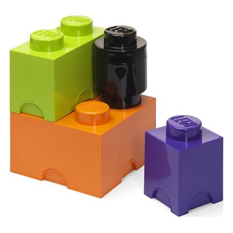 LEGO úložné boxy Multi-Pack 4 ks - fialová, černá, oranžová, zelená