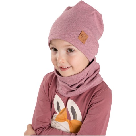 Čepice a nákrčník Bettymode MELÍR RŮŽOVÁ