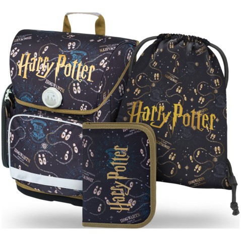 Školní set BAAGL Ergo Harry Potter Pobertův plánek aktovka + penál + sáček