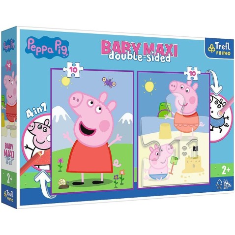 Puzzle 4v1 maxi oboustranné 2x10 dílků Peppa má dobrý den/Peppa Pig