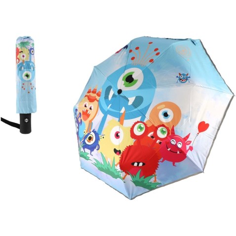 Deštník Příšerky skládací vystřelovací látka/kov 28cm modrý