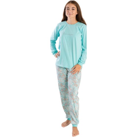 Dívčí pyžamo Bettymode LESS IS MORE dlouhý rukáv modré