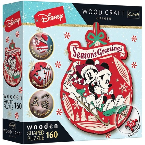 Dřevěné puzzle Vánoční dobrodružství Mickeyho a Minnie 160 dílků